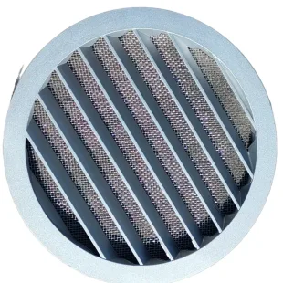 Решітка вентиляційна кругла алюмінієва зовнішня фасадна з сіткою ELC-125 діаметр 125 мм сірий
