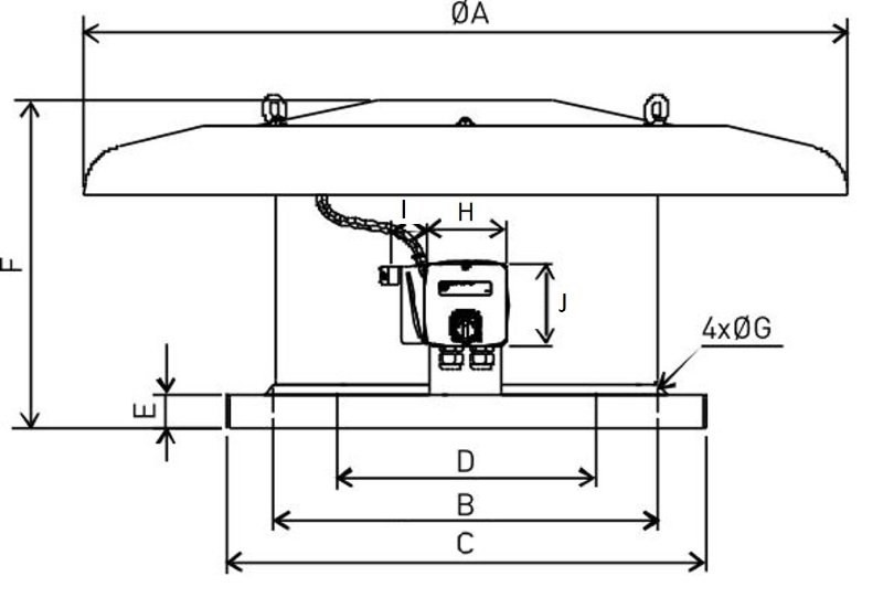 Габаритні розміри Soler&Palau CRHB-355 N1 ECOWATT PLUS, мм. Джерело: EasyVent, Soler&Palau.