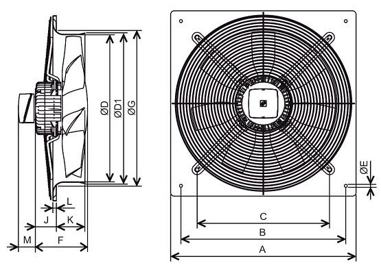 Габаритні розміри Soler&Palau HCBB/6-710/H-A, мм. Джерело: EasyVent, Soler&Palau.