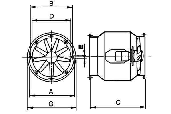 Габаритні розміри Soler&Palau TET/4-400, мм. Джерело: EasyVent, Soler&Palau.
