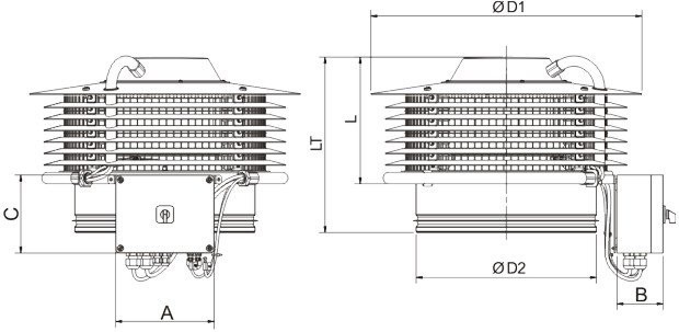 Габаритні розміри Soler&Palau CTB/4-1300/315 ECOWATT, мм. Джерело: EasyVent, Soler&Palau.