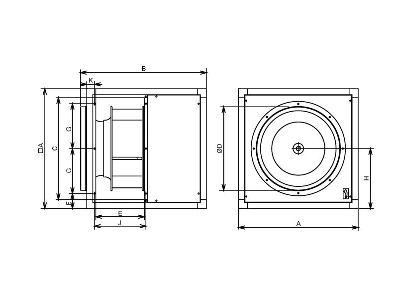 Габаритні розміри Soler&Palau KABT-9000/500 ECOWATT, мм. Джерело: EasyVent, Soler&Palau.