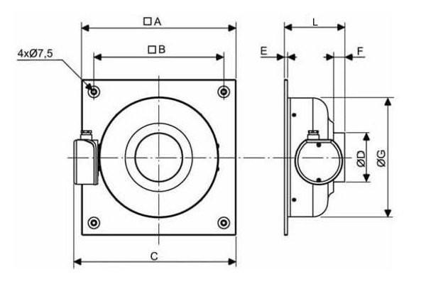 Габаритні розміри Soler&Palau VENT/V-100N, мм. Джерело: EasyVent, Soler&Palau.