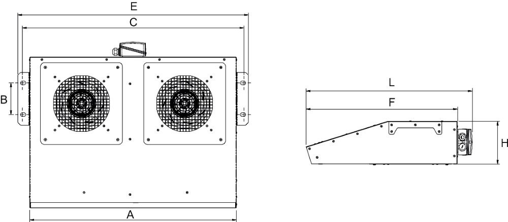 Габаритні розміри Soler&Palau IFAB/C 0,43/0,67 кВт, мм. Джерело: EasyVent, Soler&Palau.
