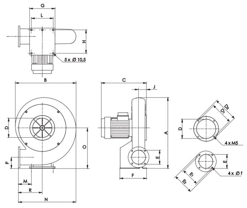 Габаритні розміри Soler&Palau CBB-100 N, мм. Джерело: EasyVent, Soler&Palau.