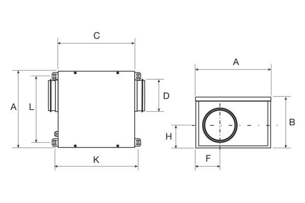 Габаритні розміри Soler&Palau CVB-1100/250, мм. Джерело: EasyVent, Soler&Palau.